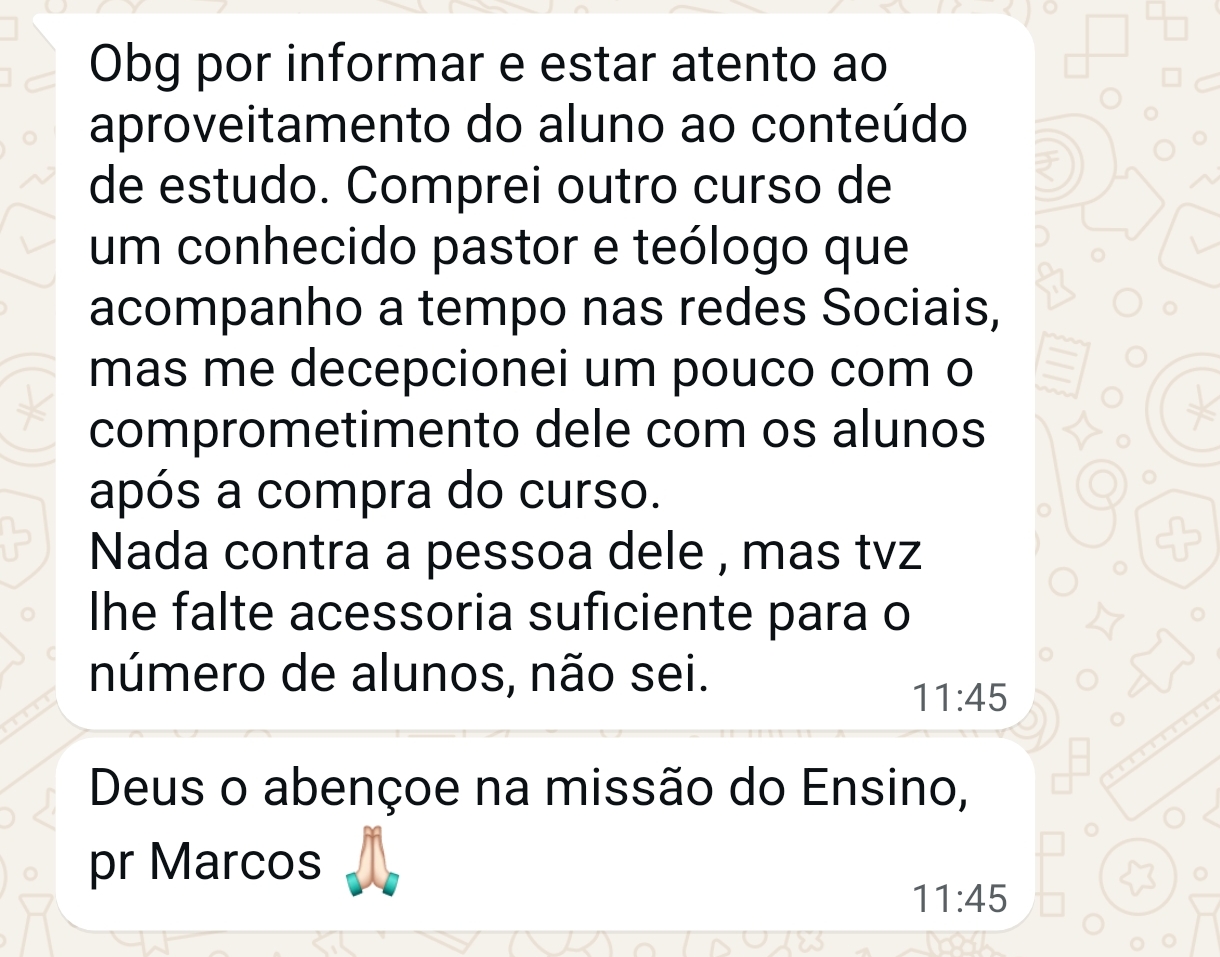 Depoimento de aluno no WhatsApp 4
